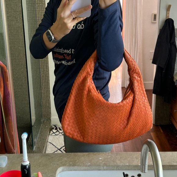 Bottega Veneta Intrecciato Orange Woven Hobo Bag - Picture 9 of 10